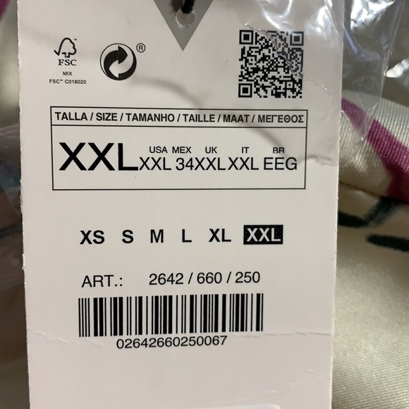 NWT. Zara Monkey Print Cropped Shirt Size XL, XXL. - Picture 6 of 6